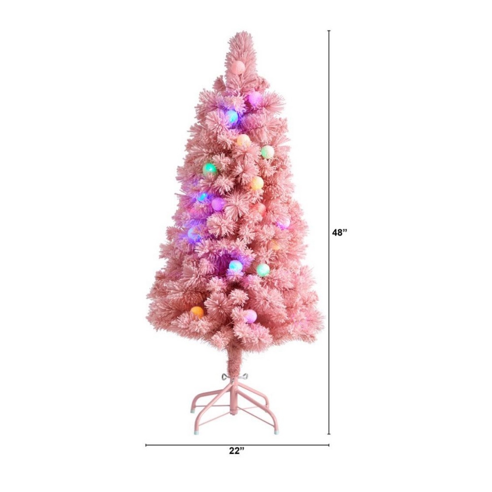 4 ft pink cashmere Christmas tree with 30 globe LED lights. Brand new.